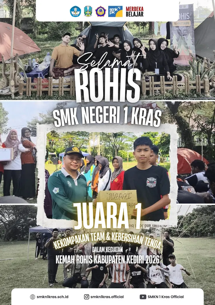 Rohis SMKN 1 Kras Raih Juara 1 Kekompakan dan Kebersihan Tenda pada Kemah Rohis SMK se-Kabupaten Kediri 2026